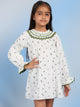Anny A-Line Cotton Floral Print Full Sleeves Girls Dress - White Dress The Tribe Kids 2-3Y White