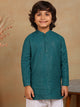 Paul Cotton Lurex Mandarian Collar Festive Wear Boys Kurta - Green Kurta The Tribe Kids 2-3Y Green