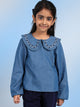 Riva Denim Peter Pan Collar Full Sleeves Girls Top Top The Tribe Kids 2-3Y Denim