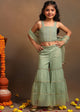 Sasha Festive Green Lurex Sharara Set with Top & Dupatta Set The Tribe Kids 2-3Y Green