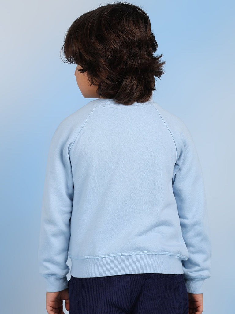 Alan Boys Cotton Solid Round Neck Casual Sweatshirt - Blue Sweatshirt The Tribe Kids   