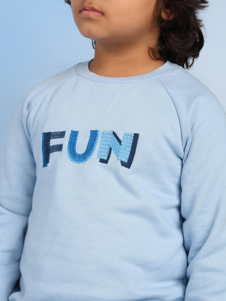 Alan Boys Cotton Solid Round Neck Casual Sweatshirt - Blue Sweatshirt The Tribe Kids   