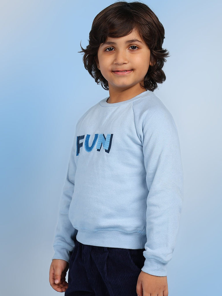 Alan Boys Cotton Solid Round Neck Casual Sweatshirt - Blue Sweatshirt The Tribe Kids   