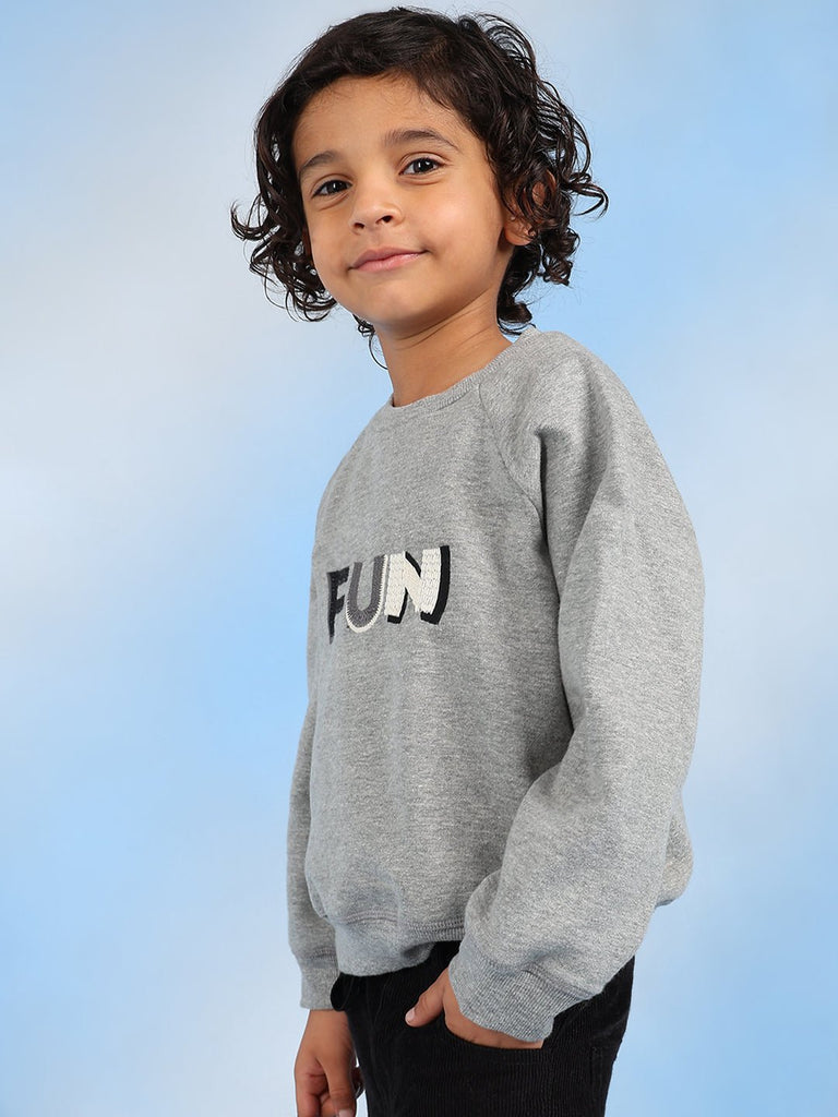 Alan Boys Cotton Solid Round Neck Casual Sweatshirt - Grey Sweatshirt The Tribe Kids   