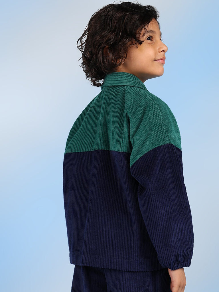 Alex Double Collar Checks Casual Boys Jacket - Green/Blue Jackets The Tribe Kids   