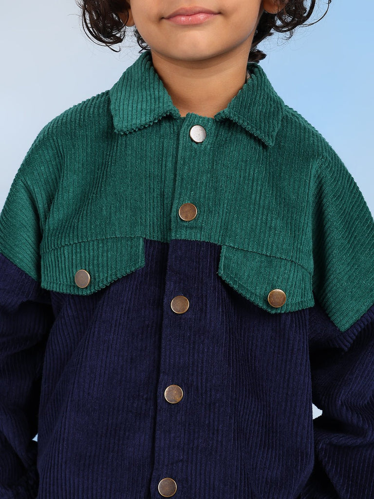 Alex Double Collar Checks Casual Boys Jacket - Green/Blue Jackets The Tribe Kids   