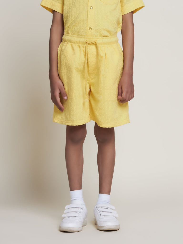 Carter Straight Fit Cotton Boys Shorts - Yellow Short The Tribe Kids   