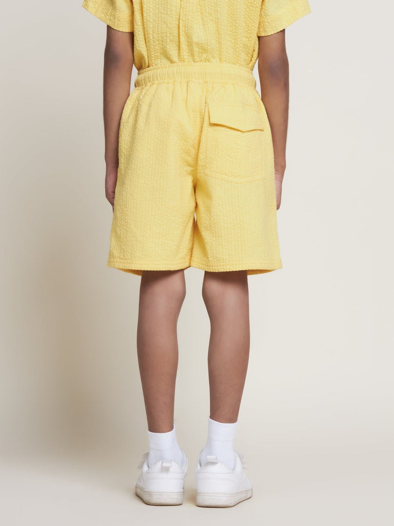 Carter Straight Fit Cotton Boys Shorts - Yellow Short The Tribe Kids   