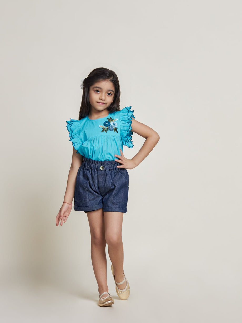 Cecilia Cotton Denim Girls Shorts Navy – The Tribe Kids