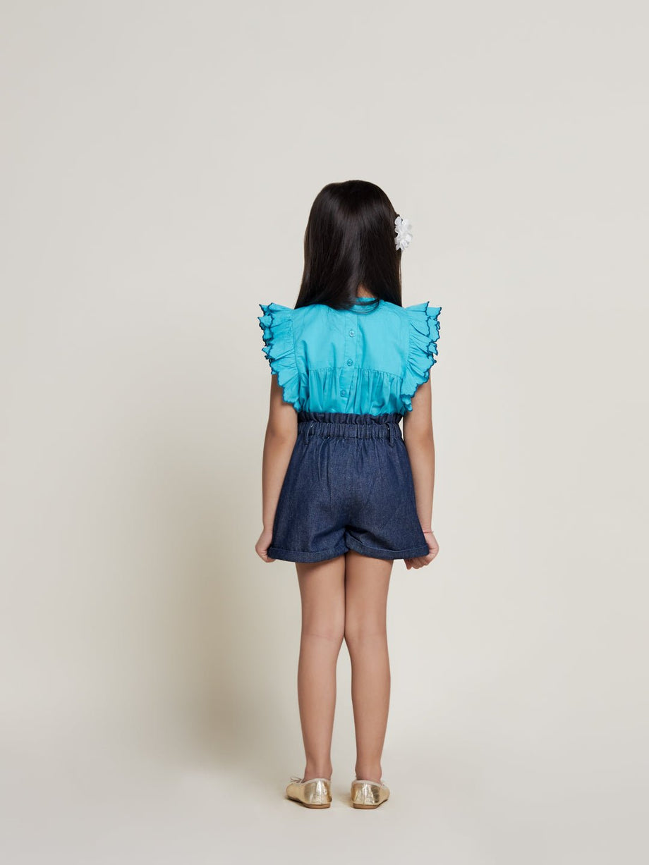 Cecilia Cotton Denim Girls Shorts Navy – The Tribe Kids