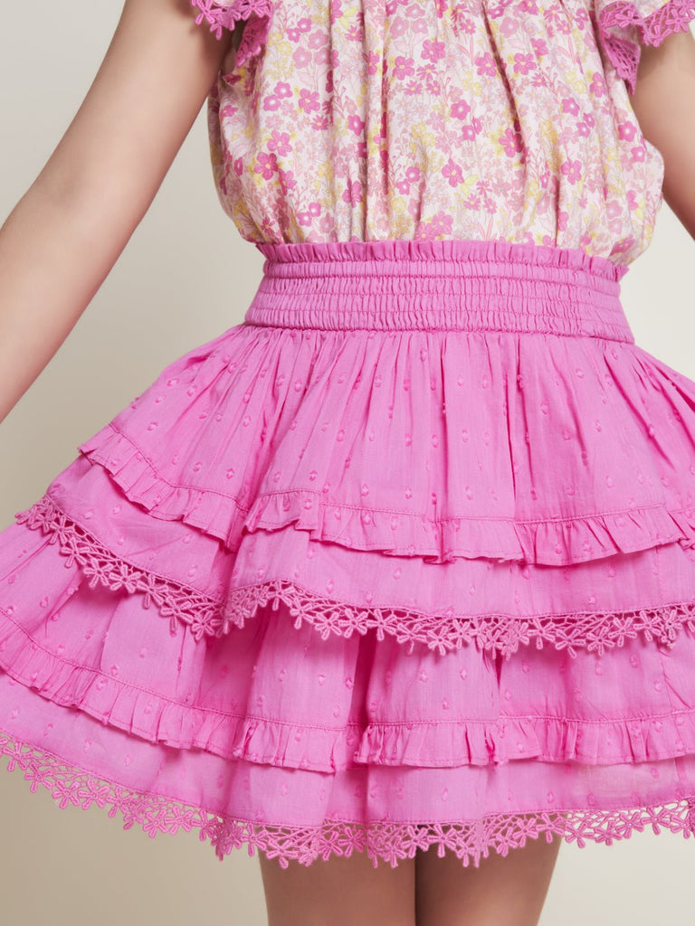 Giny Schiffli Cotton Girls Skirt - Pink Flower Skirt The Tribe Kids   