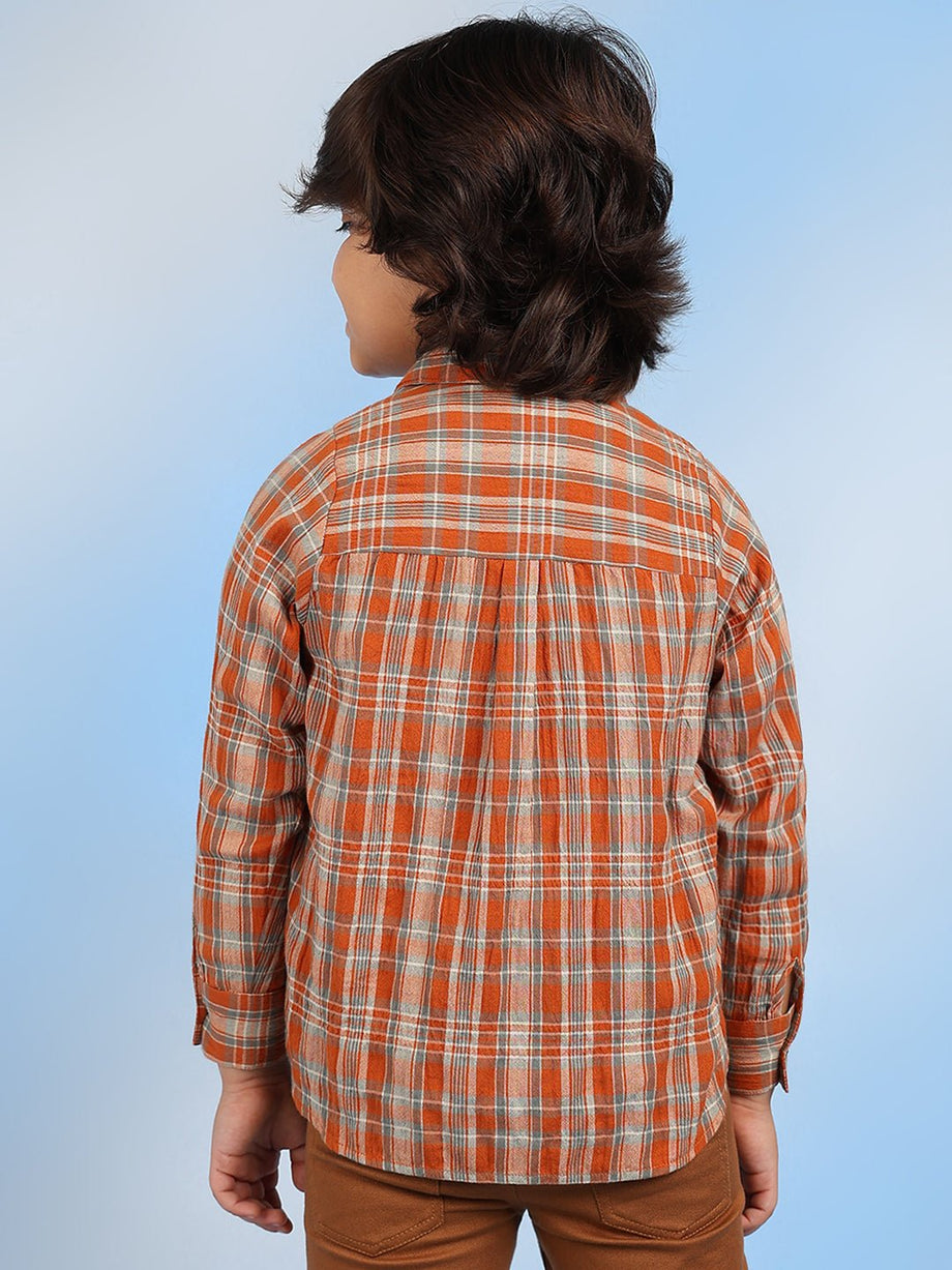 Buy Jackson Boys Relaxed Spread Collar Checked Cotton Casual Shirt