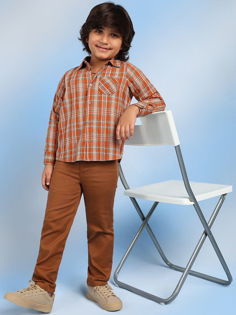 Buy Jackson Boys Relaxed Spread Collar Checked Cotton Casual Shirt