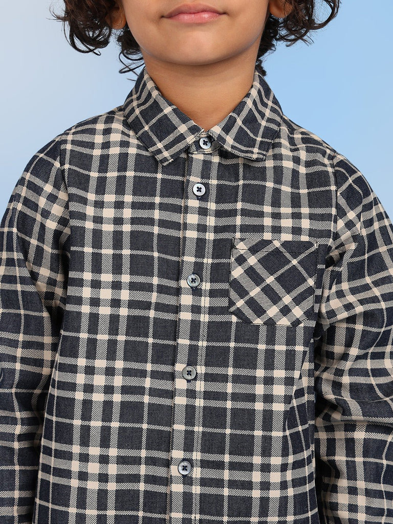 Jackson Boys Tartan Checked Cotton Casual Shirt - Black/White Shirts The Tribe Kids   