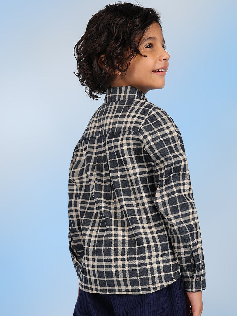 Jackson Boys Tartan Checked Cotton Casual Shirt - Black/White Shirts The Tribe Kids   