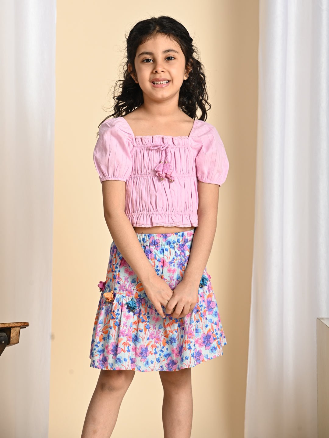 Kids Crop Skirt With Crop Top Designs Buy Kiara Puff Sleeves