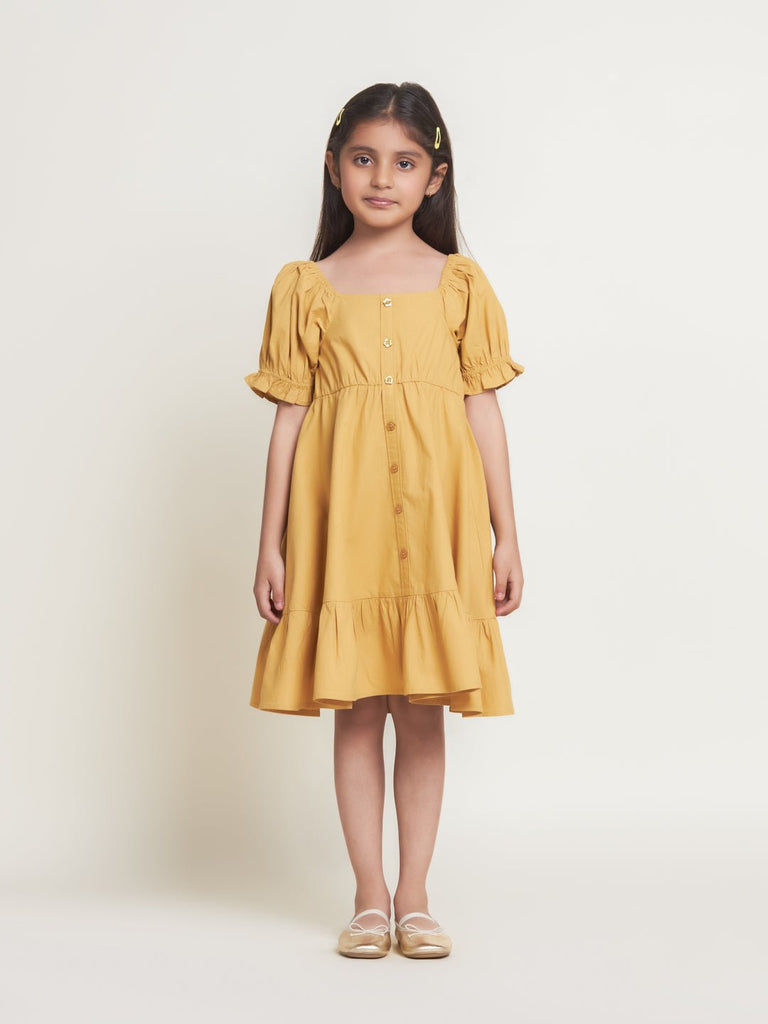 Buy Mary Solid Cotton Sheeting Girls Dress - Mustard Online - The Tribe Kids Buy Mary Solid Cotton Sheeting Girls Dress - Mustard Online - The Tribe Kids
