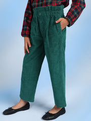 Nadia Girls Relaxed High-Rise Corduroy Pants - Green