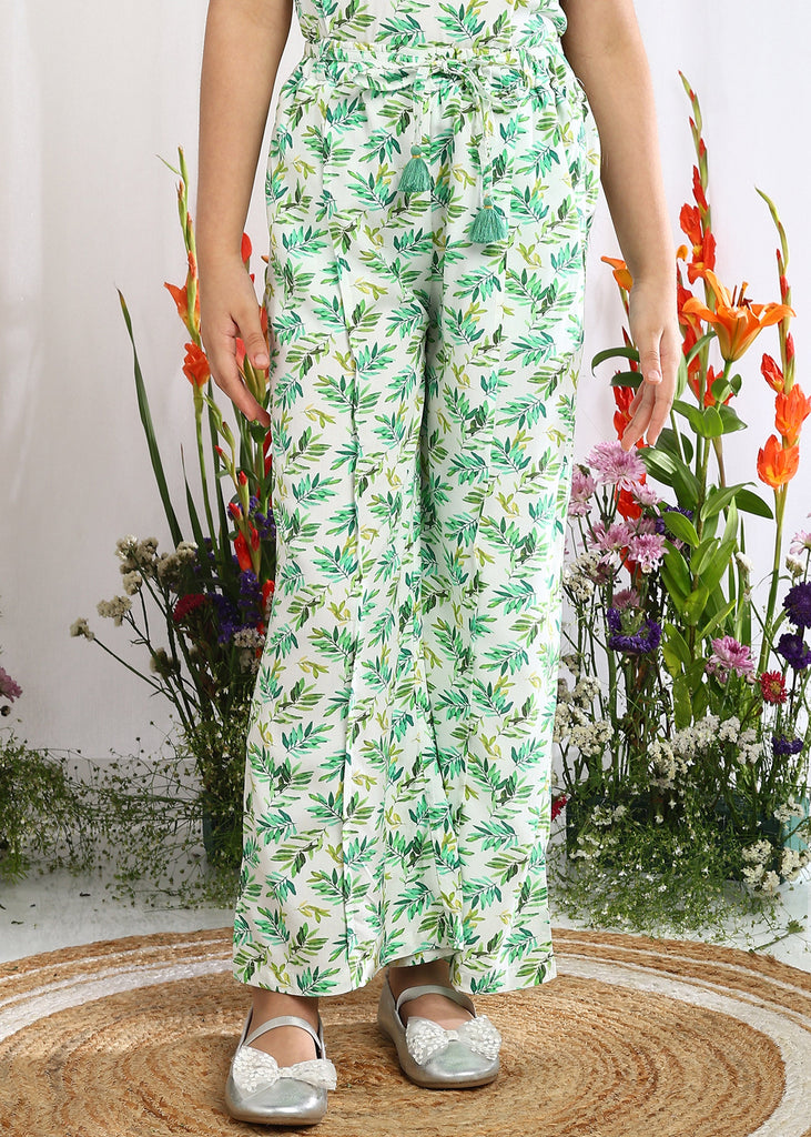 Nina Leaf Print Cotton Pants for Girls Pant The Tribe Kids