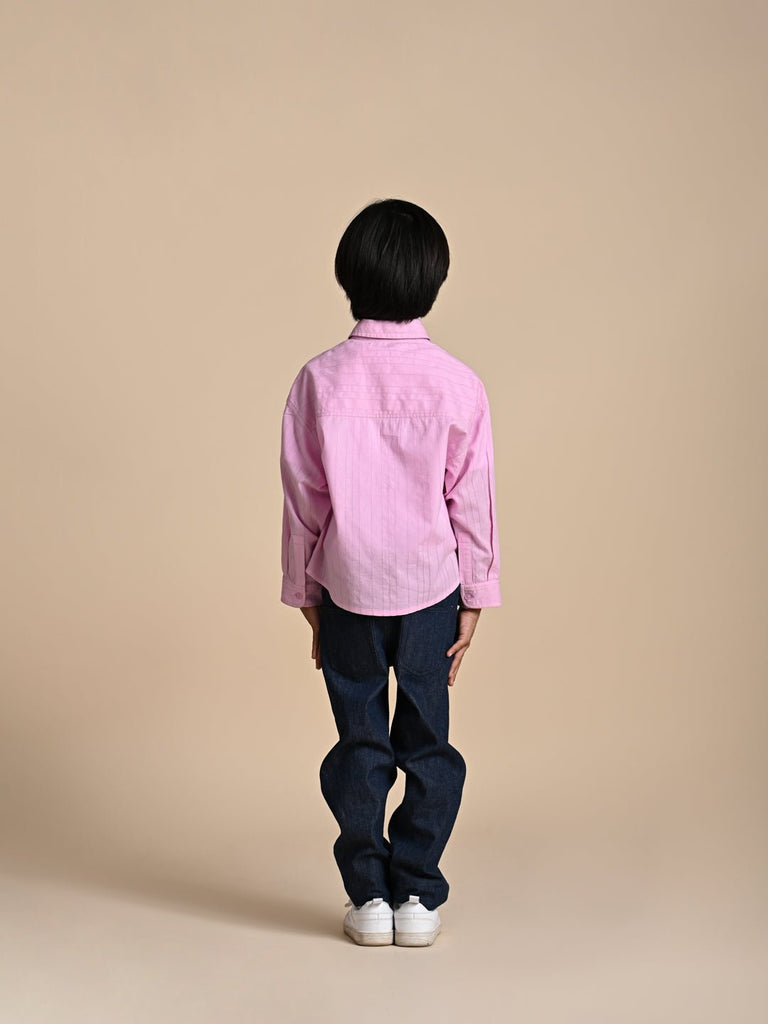 Noah Regular Fit Cotton Boys Shirt - Pink Shirts The Tribe Kids   