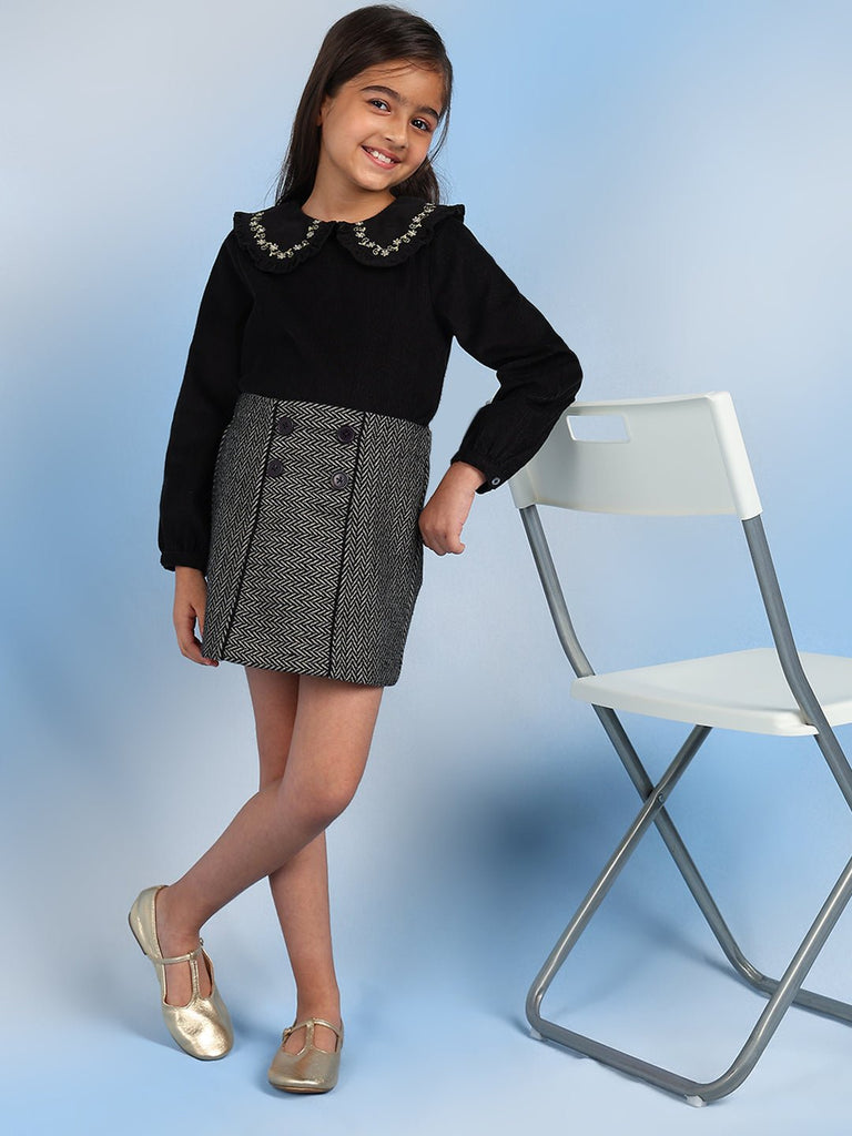 Olive Girls A-Line Above-Knee Skirts - Grey Lurex Skirt The Tribe Kids   