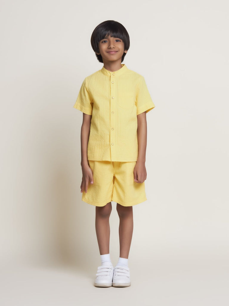 Set Of Pluto Boys Shirt & Carter Shorts - Yellow Shirts The Tribe Kids   