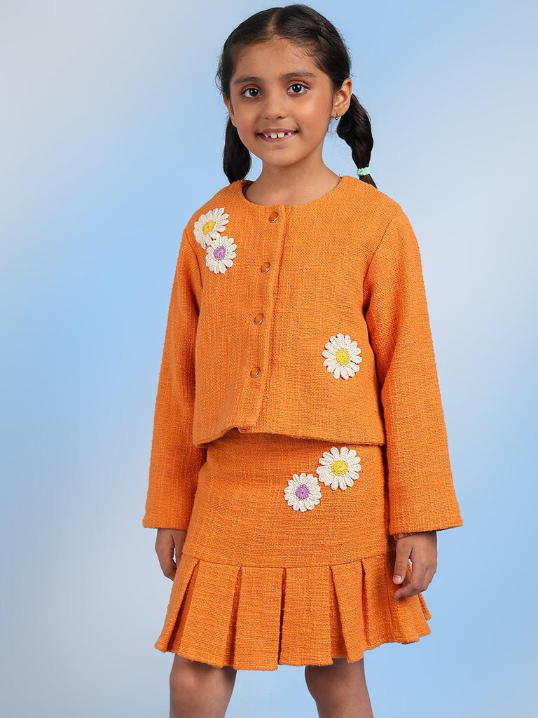 Snow Girls Orange Buckla Solid Causal Jacket Jackets The Tribe Kids   