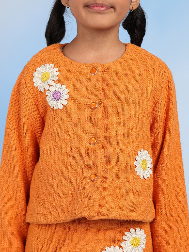 Snow Girls Orange Buckla Solid Causal Jacket Jackets The Tribe Kids   