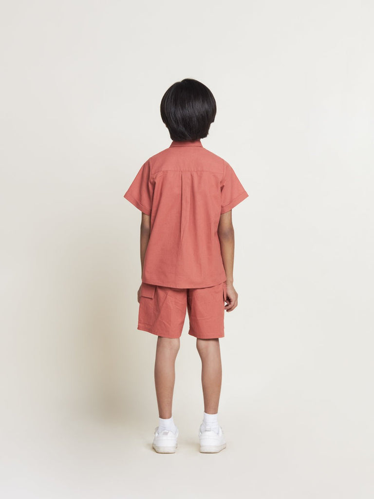 Solid Sheeting Shirt With Shorts Co-Ord set Set The Tribe Kids   