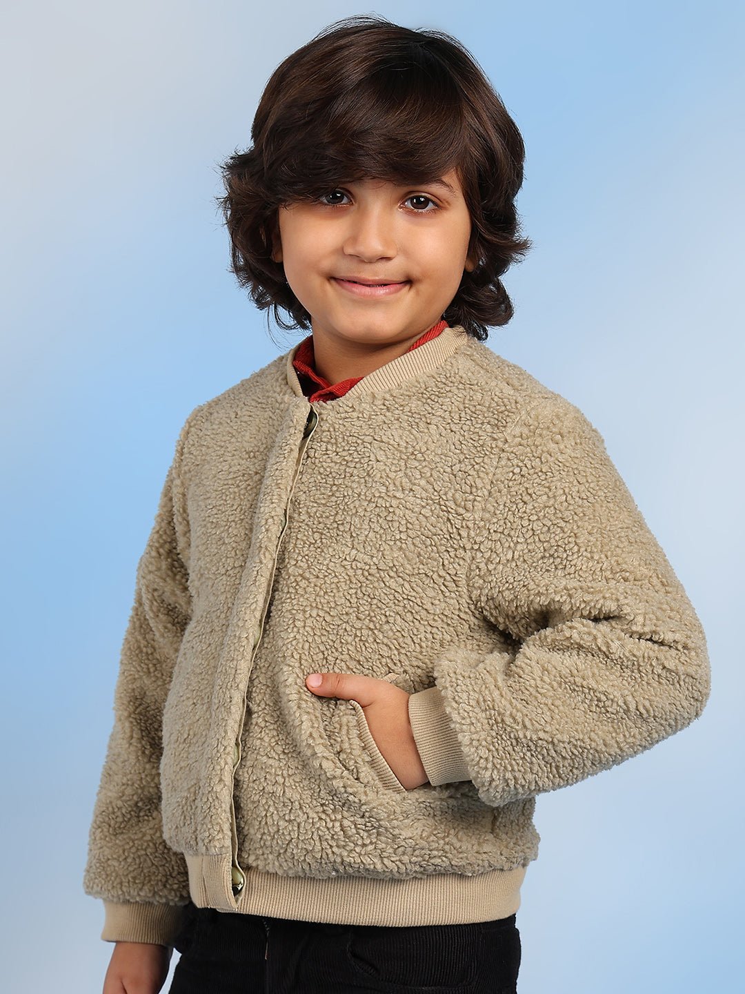 Buy Ted Cotton Solid Boys Jacket Beige Online The Tribe Kids
