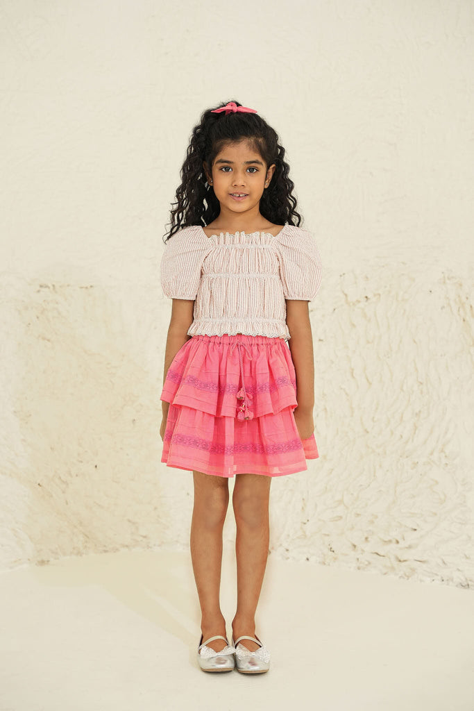 Camila Organdy Girls Skirt - Pink Skirt The Tribe Kids   