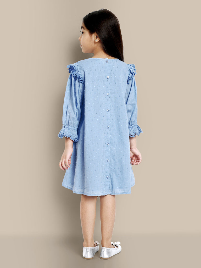 Chelsea Vintage Style Cotton Girl Dress - Light Blue Dress The Tribe Kids   