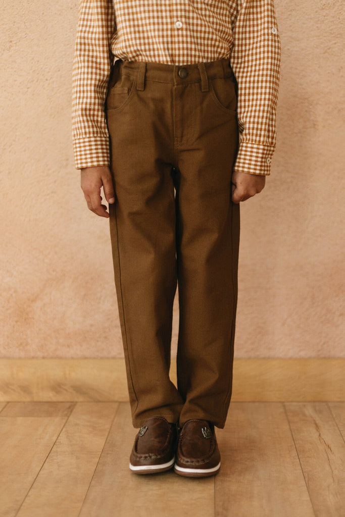 Cooper Semi-Formal Canvas Cotton Boys Pants - Caramel Pant The Tribe Kids   