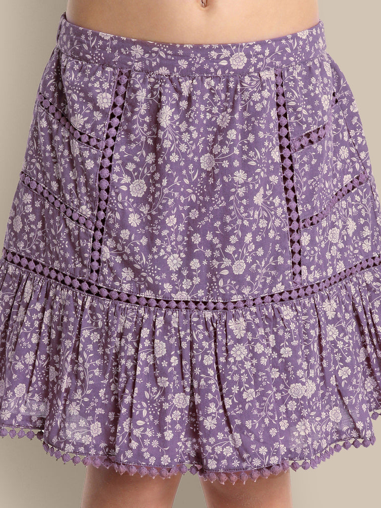 Eleonore - Purple Flower Skirt The Tribe Kids   