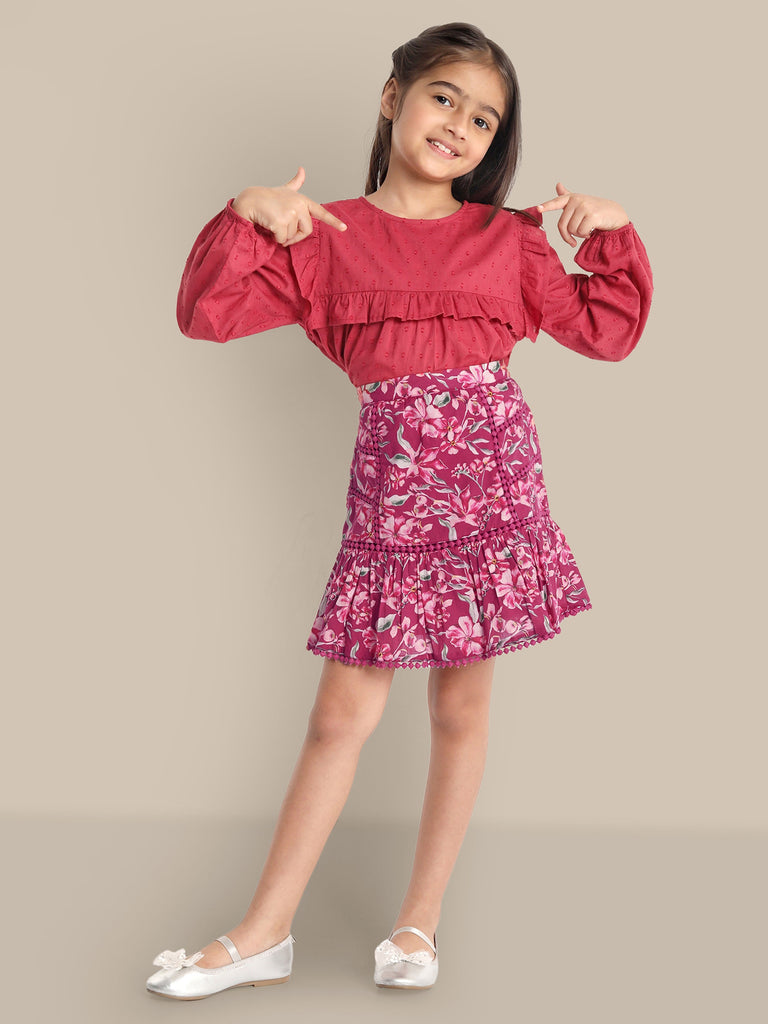 Emiliana Classic Cotton Girls Top - Red flower Dress The Tribe Kids   