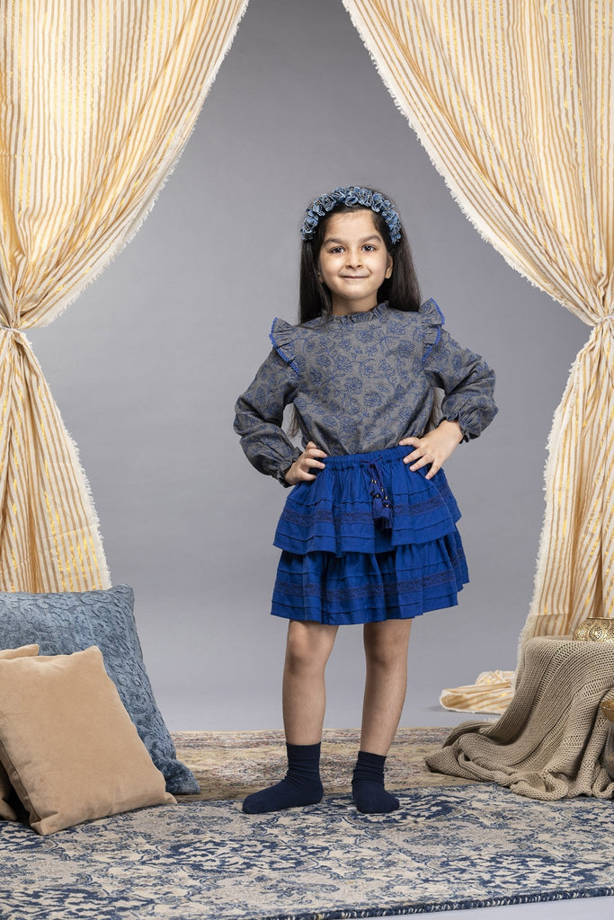 Evangeline Top - Blueberry Bouquet Top The Tribe Kids   