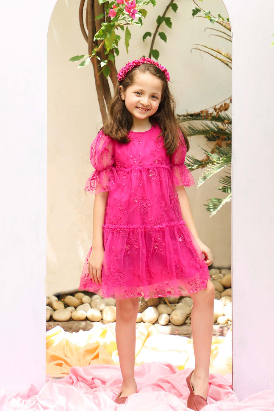 Bright pink girls dress hotsell