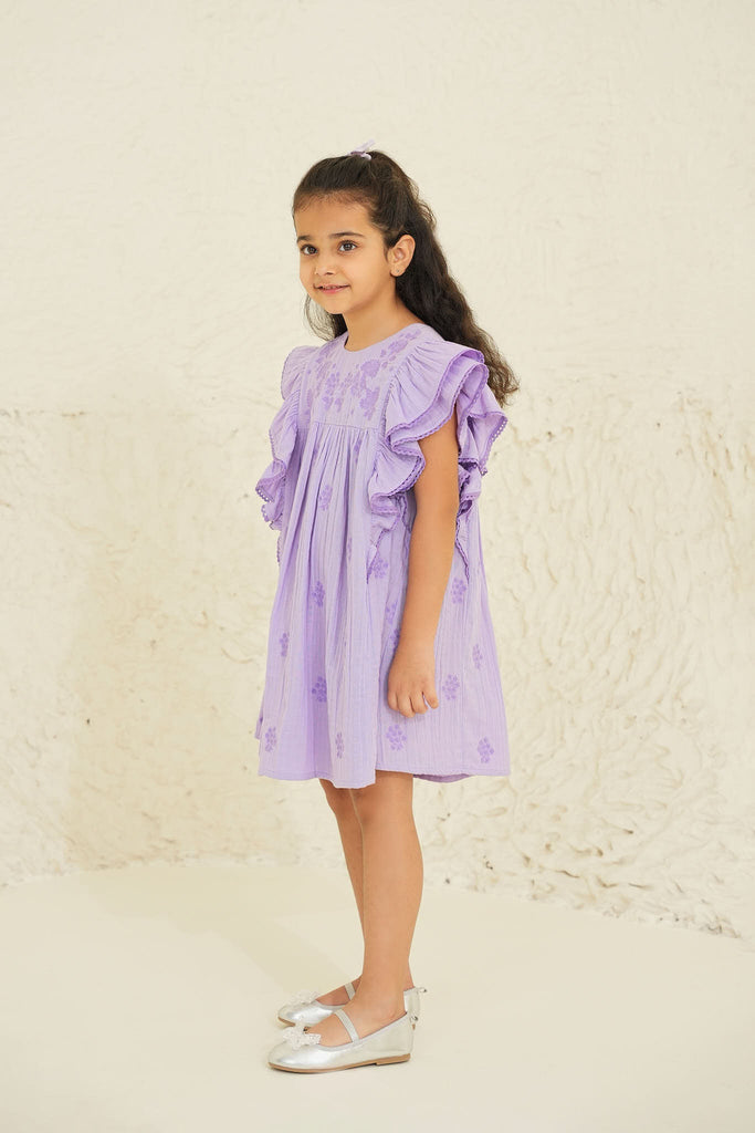 Georgia Cotton Double Gauze Girl Dress - Purple Dress The Tribe Kids   