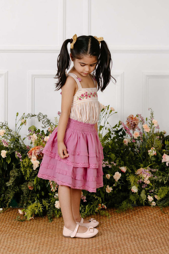 Giada Skirt - Pink bouquet Skirt The Tribe Kids   