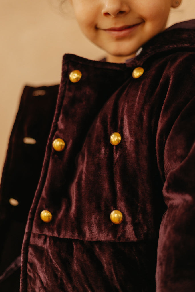 Krish Detachable Hoodie Velvet Girls Coat - Purple Jacket The Tribe Kids   