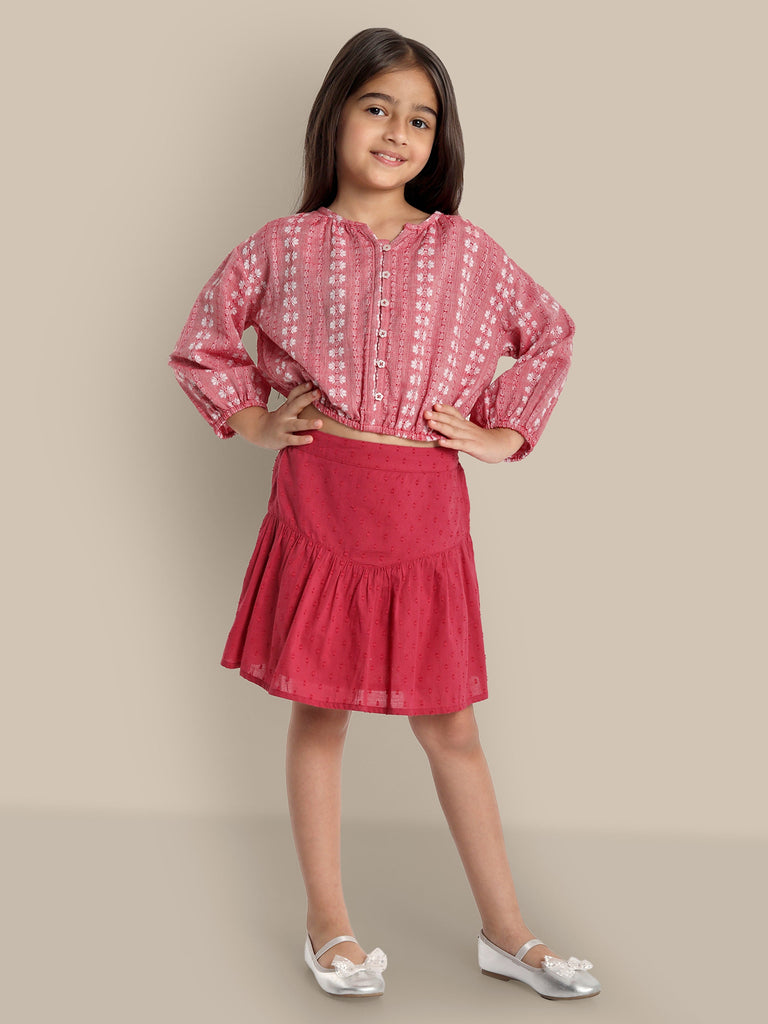 Lyla Red Flower Design Cotton Crop Top Dress The Tribe Kids   