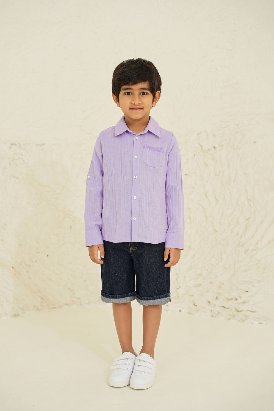 Buy Parker Cotton Gauze Boys Shirt Purple Online The Tribe Kids