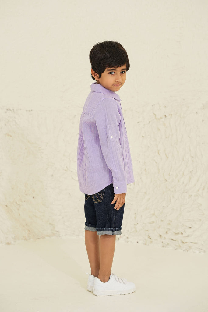 Parker Cotton Gauze Boys Shirt - Purple Top The Tribe Kids   
