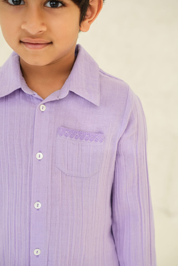 Parker Cotton Gauze Boys Shirt - Purple Top The Tribe Kids   