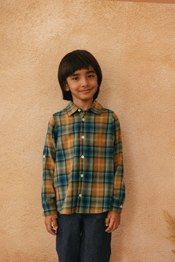 Parker Brushed Fabric Cotton Boys Shirt - Multi Checks Top The Tribe Kids   