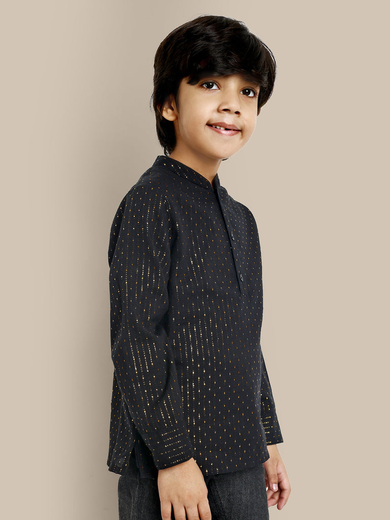 Patrick Black Cotton Lurex Dots Boys Shirt Shirts The Tribe Kids   