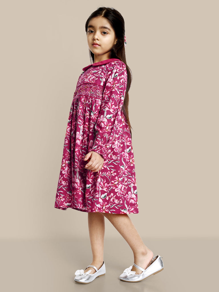 River Red Floral Handmade Embroidery Cotton Girl Dress Dress The Tribe Kids   