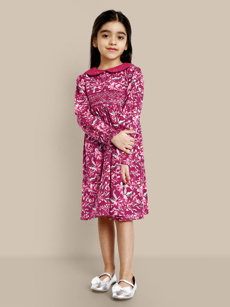 River Red Floral Handmade Embroidery Cotton Girl Dress Dress The Tribe Kids   