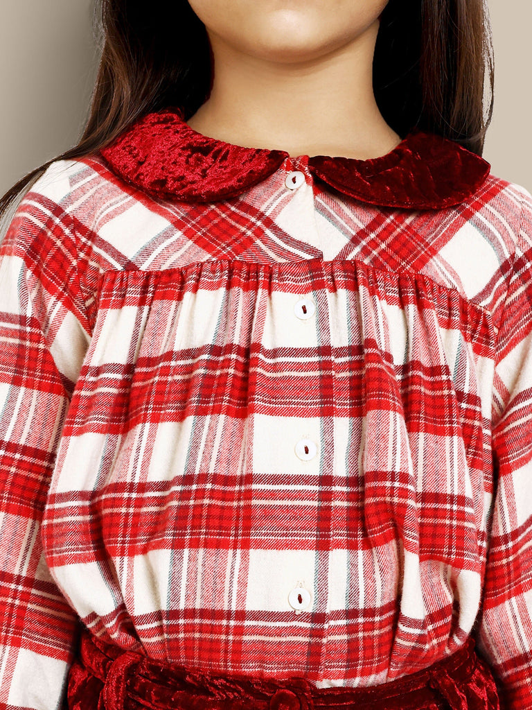 Ruby Red Checks Cotton Girls Top Top The Tribe Kids   