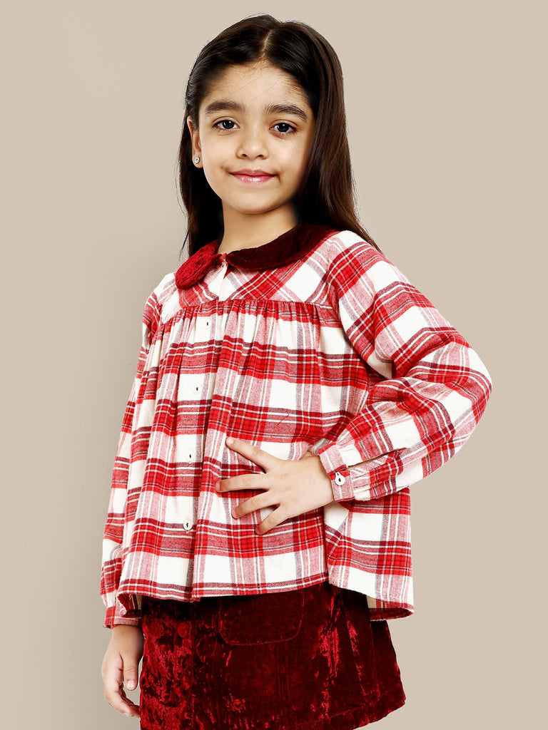Ruby Red Checks Cotton Girls Top Top The Tribe Kids   